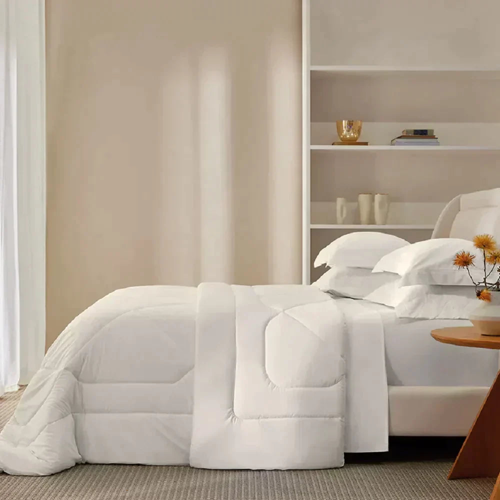 Juego de sábanas de satén de 1000 hilos, 100 % algodón egipcio, color blanco Mirtina/Legno - Sábanas + Fundas de almohada + Edredón